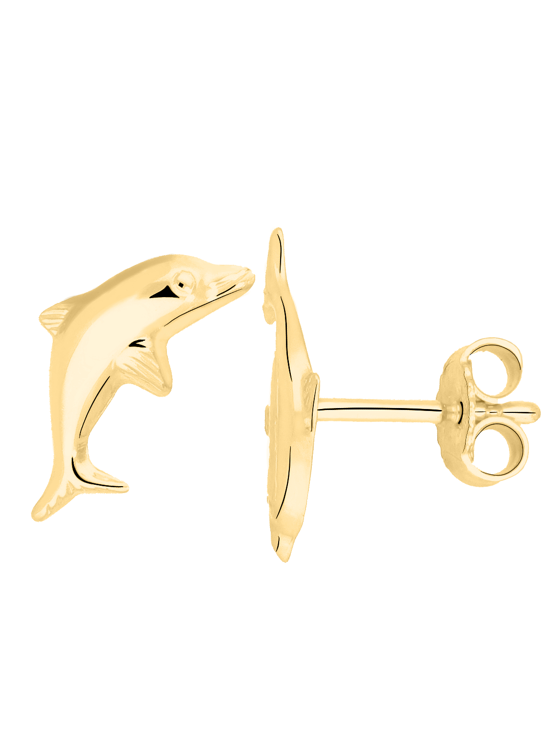 Gold Delfin Ohrstecker – Ohrringe Gelbgold Dolphin ohne Stein