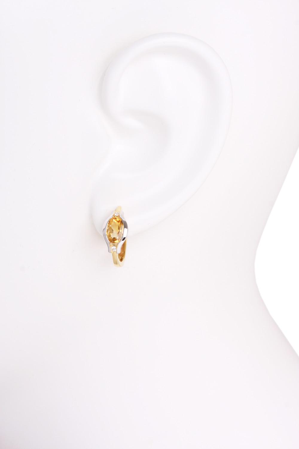 Athene - Damen Ohrringe Gold 375 Citrin Zirkonia Edelsteinohrringe