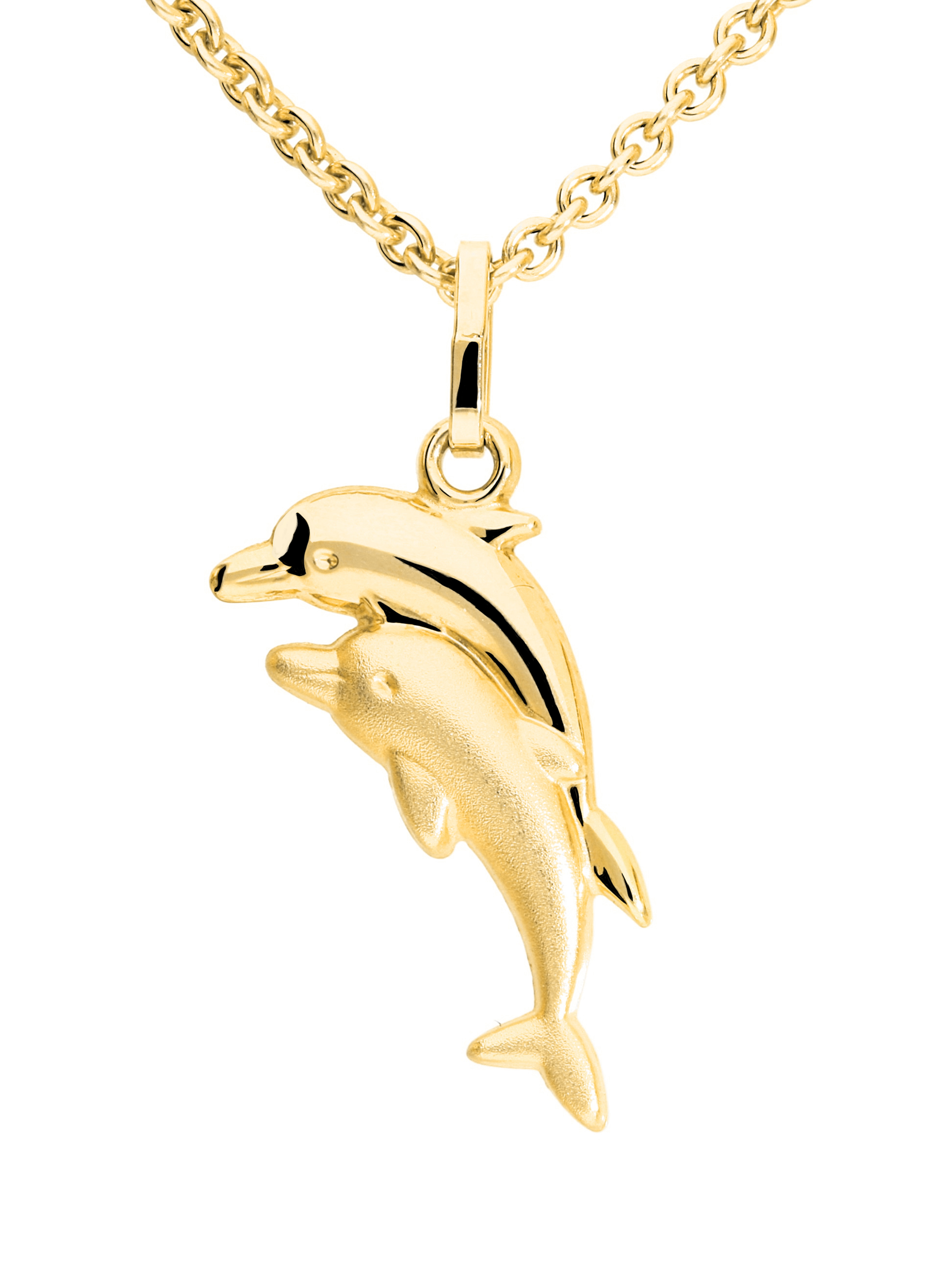 Ohrringe Gold in Dolphin Twins Delfin kaufen mit echtem Motiv - 333er